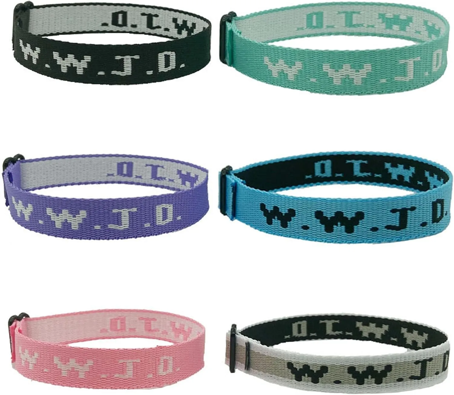 W.W.J.D. Webbing Bracelets What Would Jesus Do Bracelets Christian Bracelets Handmade Colorful Religious Woven Wristbands