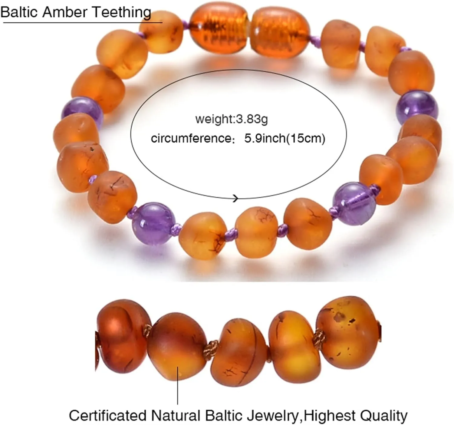 Wycian Crystal Bracelets Beads, Amber Bracelets Pink Brown Amber Nature Stones for Birthday Friends Bracelets