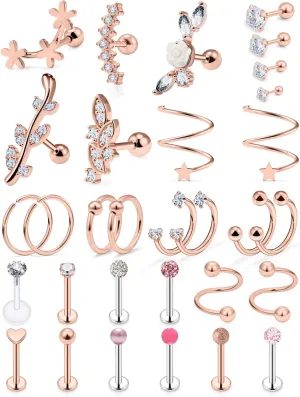 Yaalozei 16G Cartilage Earrings for Women Forwards Helix Earring Hoop Rook Daith Conch Tragus Earrings Hypaollergenic Surgical Steel Hoop Lobe Earrings Piercing Jewelry for Women Men
