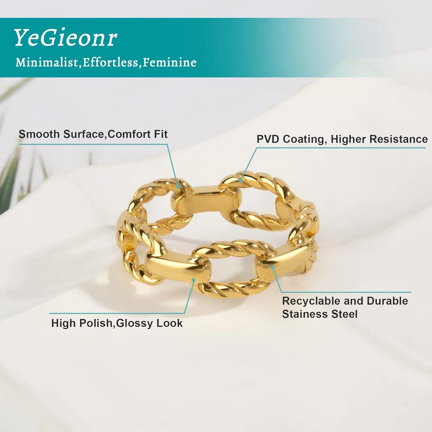 YeGieonr Gold Rings for Women Non tarnish Stainless Steel Womens Rings Dainty 18K Gold Plated Rings