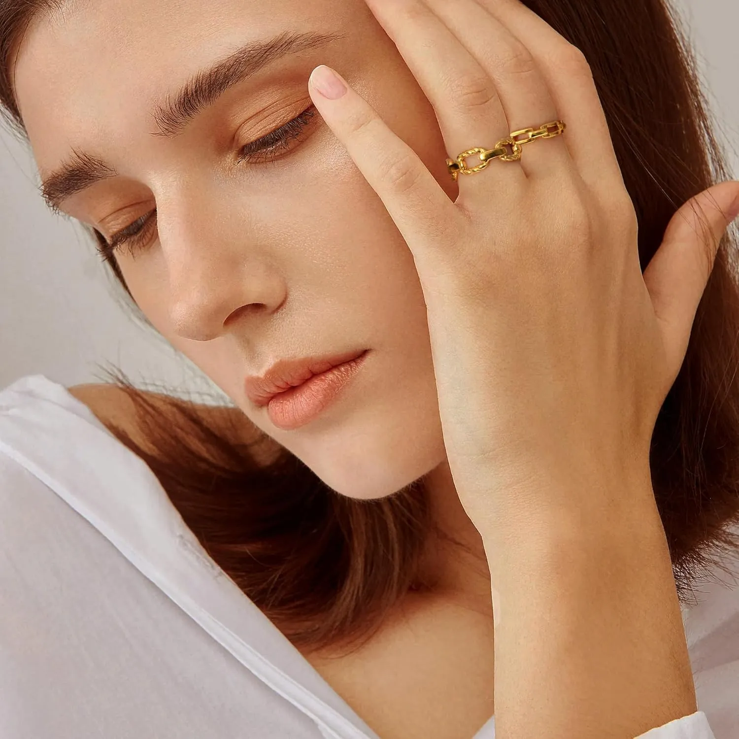 YeGieonr Gold Rings for Women Non tarnish Stainless Steel Womens Rings Dainty 18K Gold Plated Rings