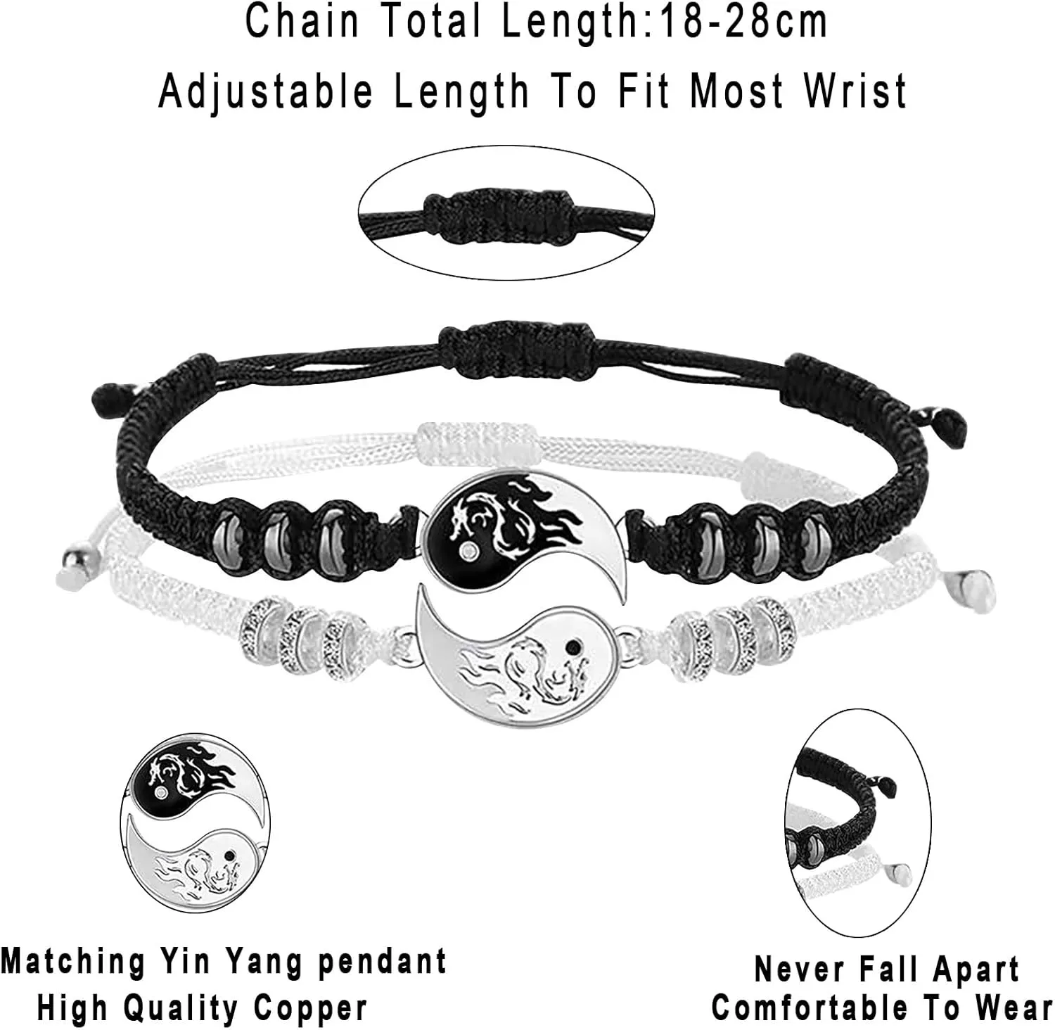 Yin Yang Friendship Bracelets Boys Friendship Bracelet Matching Couples Bracelets Connecting Necklaces Love Bracelets For Couples