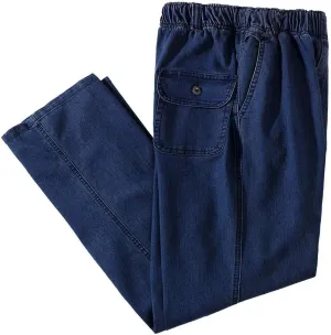 Ylingjun Mens Elastic Waist Jeans Casual Loose Fit Pull On Jeans Denim Pants