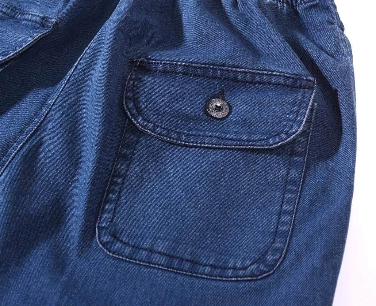Ylingjun Mens Elastic Waist Jeans Casual Loose Fit Pull On Jeans Denim Pants