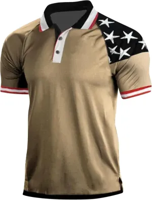 Ymosrh Mens 4th of July Polo Shirts Short Sleeve Tactical Shirts Casual Golf Shirts for Men, M-4XL
