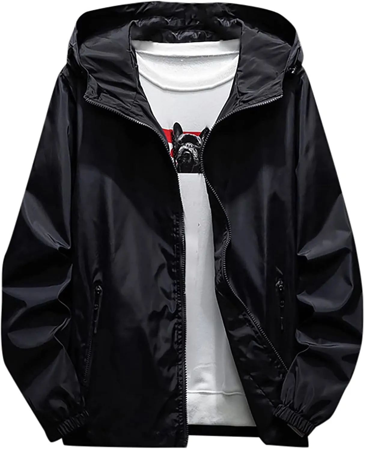 Ymosrh Men's Travel Rain Jackets Lightweight Water Resistant Running Hiking Fishing Light Coats Jacket Windbreaker