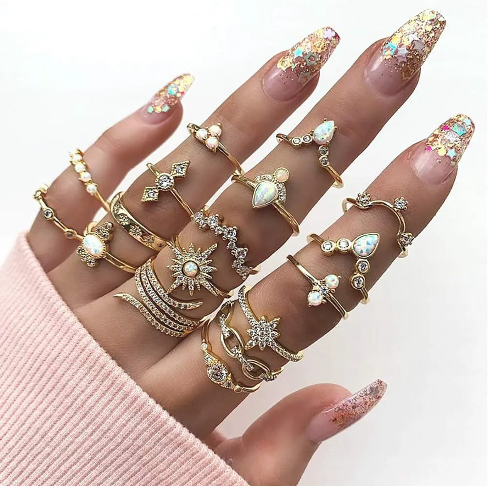 YOOESTORES82 Gold Boho Ring Sets Stackable Knuckle Ring Vintage Snake Finger Rings Set Stacking Joint Midi Trendy Rings Sets for Women