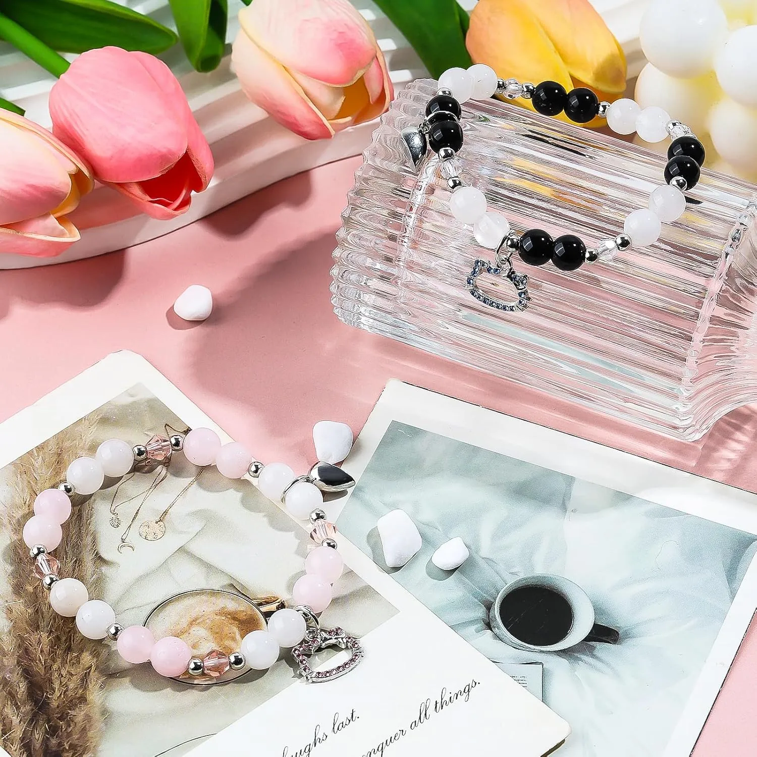 YUZHEJIE Matching Bracelets for Couples Kitty Spider Bat Stitch Stuff Bracelet for Best Friends Friendship Bracelets Birthday Gifts for Women Sister Bestie Long Distance Gifts for Bf Men Gf