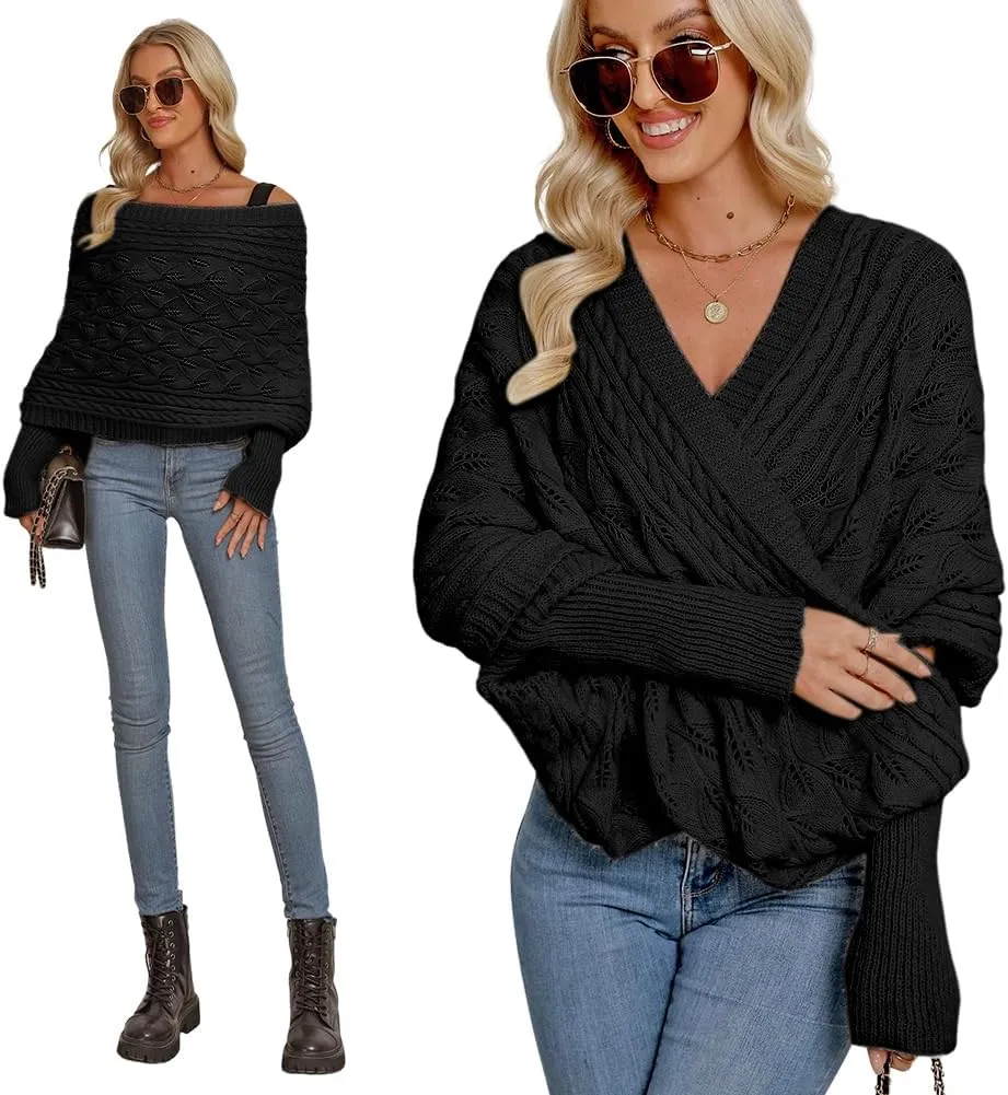 Zcargel Multifunctional Scarf with Sleeves for Women Long Sleeved Knitted Shawl Sweater Shrug Autumn Winter Warm Crochet Wrap